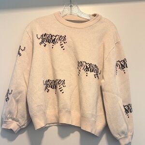 Elegant Cream Zebra Print Sweater